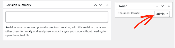 在 WordPress 管理区域更改文档所有者