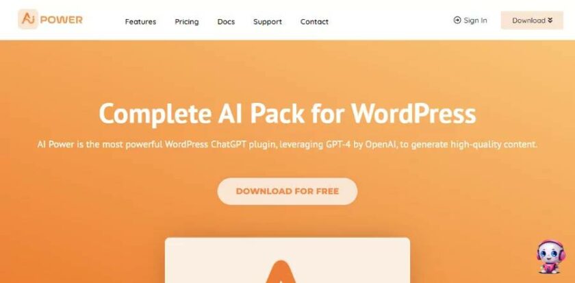 适用于 WordPress 的 ai power 聊天机器人插件