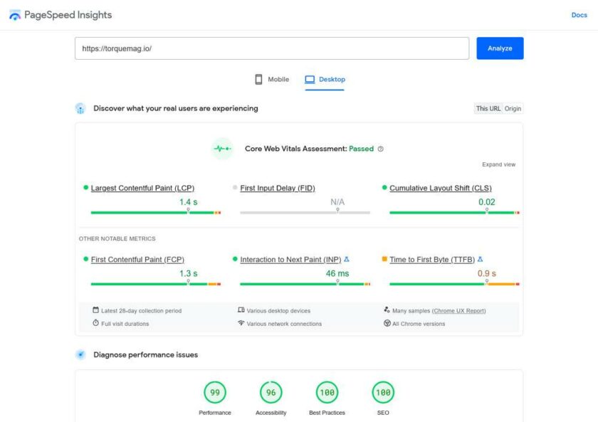 pagespeed Insights 免费网站速度测试工具