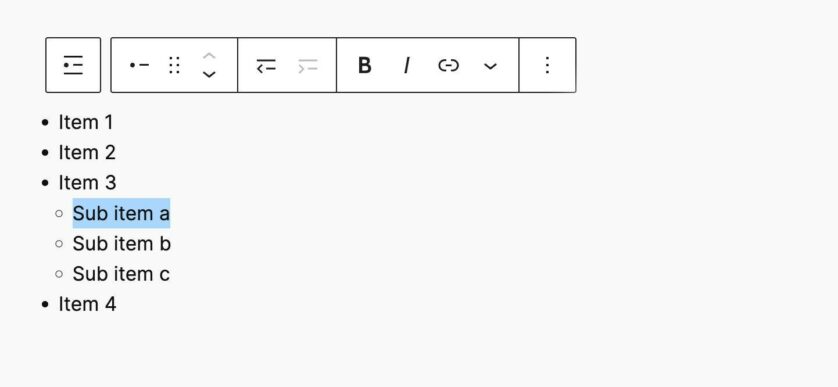 列表项块工具栏