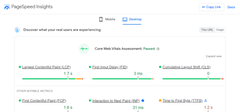 Google 的 PageSpeed Insights 报告示例。