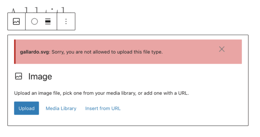 尝试将 .svg 图像上传到 WordPress 时会发生什么？ WordPress 允许的文件类型