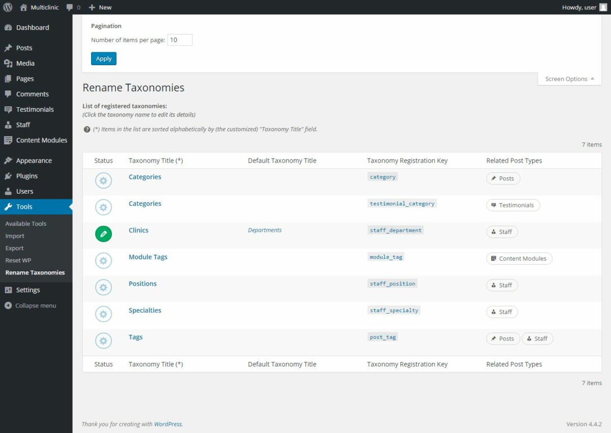 修改 WordPress 文章类型名称和分类法名称 - Rename Taxonomies 1